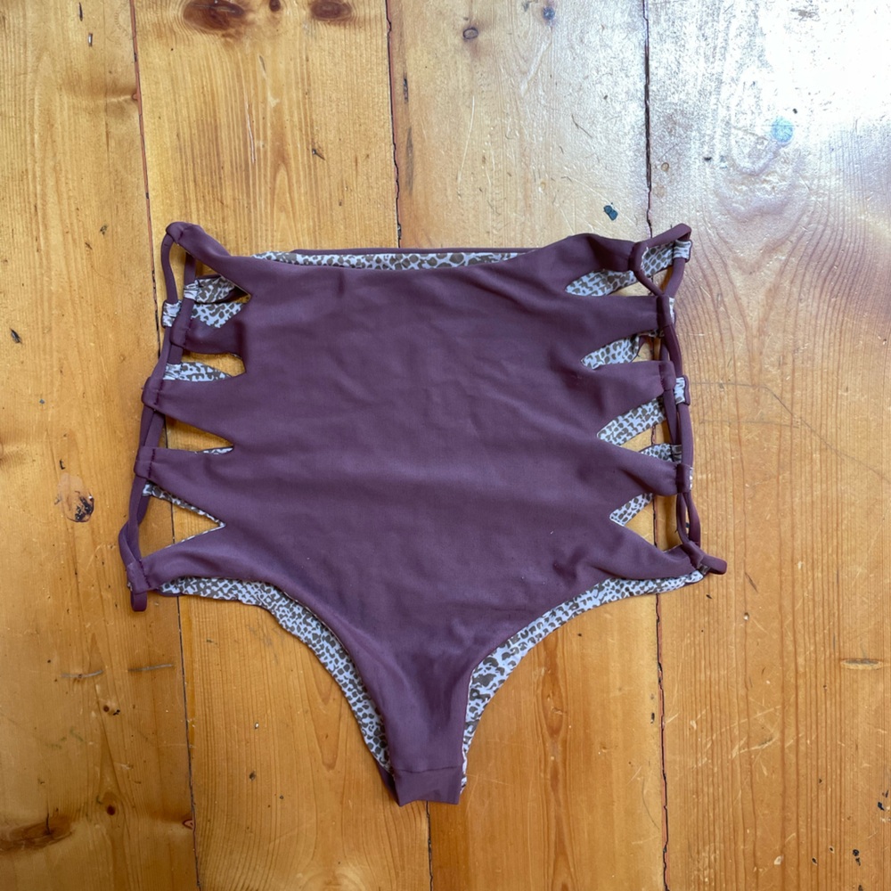 Acacia Swimwear Purple Asymmetrical Cutout Tank Top